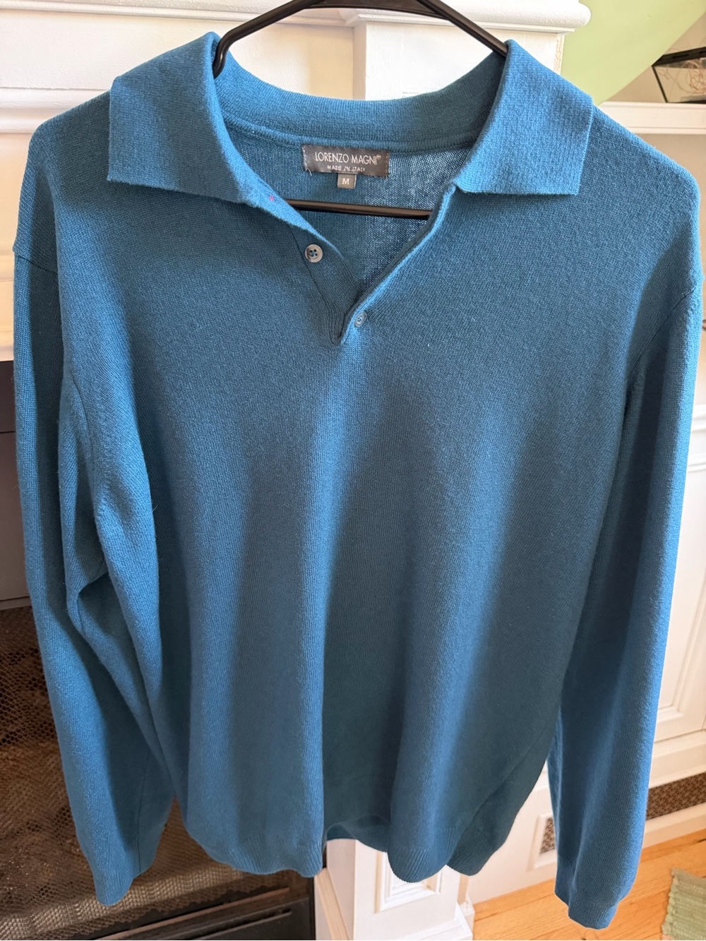 Lorenzo Magni Made in Italy Cashmere Wool Blend Collared Sweater Medium M